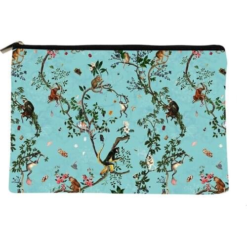 Women Monkey World Printed Make up bag Fashion Women Cosmetics Organizer Bag for Travel Colorful Storage Bag for Lady Bag