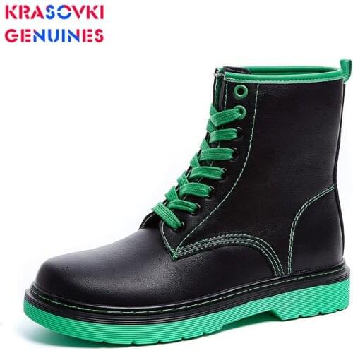 Krasovki Genuine Leather Women Boots Soft Waterproof High Quality Boots for Women Spring Autumn Fashion Platform Booties Shoes