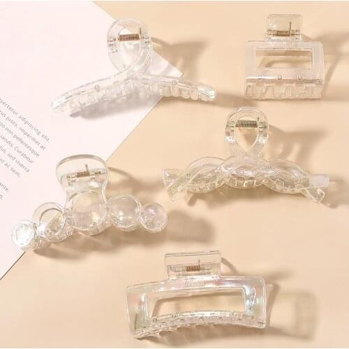 1Pcs Women Hair Clip Acrylic Hairpins Cross Transparent Hair Crab Claw Clips Girls Make UP Washing Tool Accessories Decoration