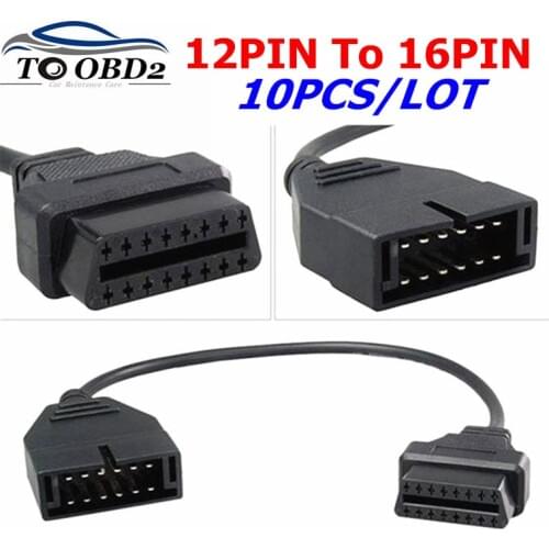 10PCS/Lot For GM 12PIN OBD to 16PIN OBD2 Connector Car Disganosis Adaptor For GM Vehicles 12PIN Male to 16PIN Female Cable