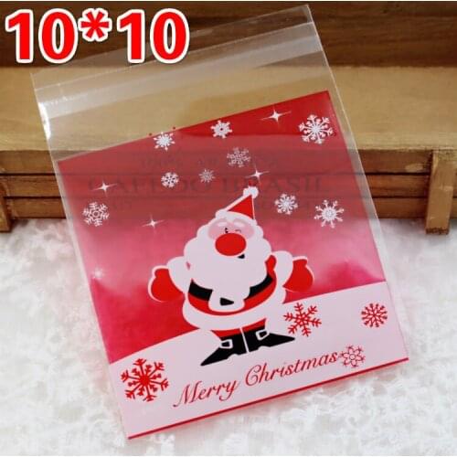 100pcs=1Bag self-adhesive Candy Bags 4 Types Christmas Santa Claus Snowman Gifts Cookie bags For Kids Birthday Party Toys