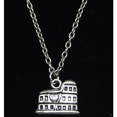 20pcs New Fashion Necklace 16x13mm roman colosseum rome italy Pendants Short Long Women Men Colar Gift Jewelry Choker