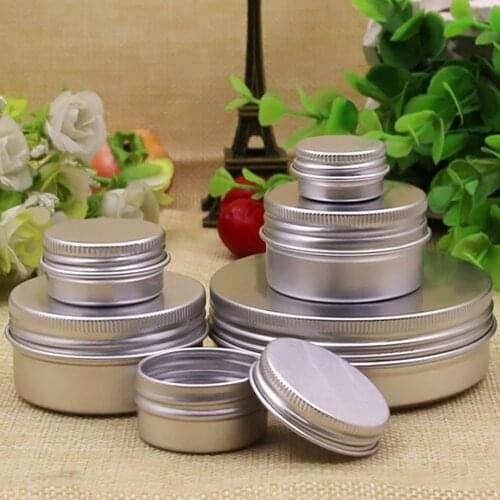 20pcs/Lot 5g 10g 15g 30g 50g 100g Aluminum Jar ,Metal Cream can, Silver Tin,5ml 10-100ml Threaded Cosmetic Container ZKH80