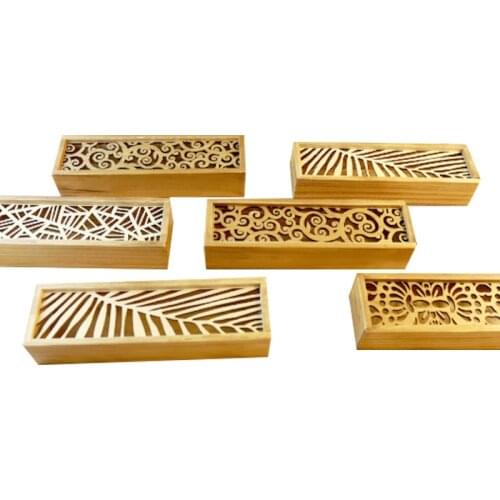 200 pcs Vintage Style Convenient Hollow Wood Pencil Case Jewelry Storage Box Wooden Organizer Drawer Pen Holder School Gif