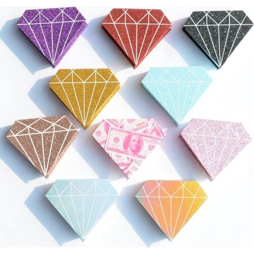 3D Mink lash Boxes Packaging Wholesale Diamond Shape Cases 25Mm Lashes Makeup False Eyelashes Set Lashes Box Case Bulk Packaging