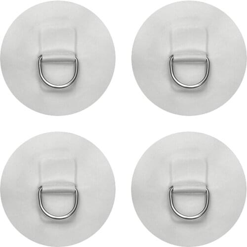 4Pcs 11cm 316 Stainless Steel D Ring Pad/Patch for PVC Inflatable Boat Raft Dinghy Canoe Surfboard Kayak Tie Down Fitting