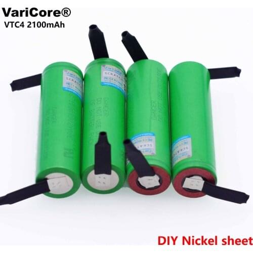 VariCore 100% Original 3.6V 18650 VTC4 2100mAh High drain 30A Rechargeable battery For US18650VTC4 +DIY Nickel sheets