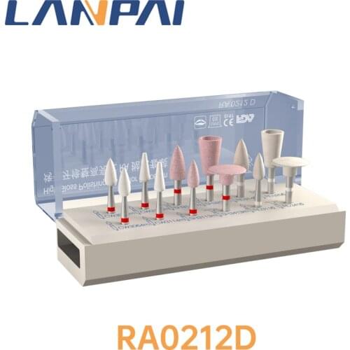 Lanpai 12Pcs Dental Composite Polishing Diamond System RA Disc Ora Porcelain Set Polishing Head Dental Drill Lab Burs