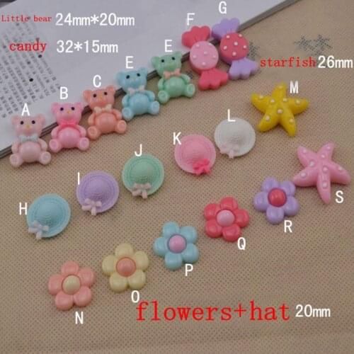 Free Shipping 40pcs/lot The bear hat candy starfish Scrapbook DIY Phone Shell /Hair Decoration 009005018