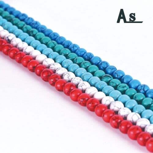 Asingeloo Natural Gem Stone 15.5 inches Turquoises Beads Round Loose Bracelet Fit DIY Charm Beads For Jewelry Making