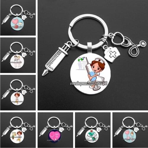 Cute Medical Kechain with Love Heart Angel Key Ring Personality Jewelry Thanksgiving Gift Key Holder for Nurse and Doctor