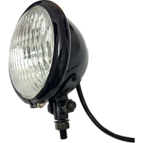 Black Motorcycle Vintage Headlight For Harley Custom Bobber Chopper Cafe Racer Headllamp Universal 12V