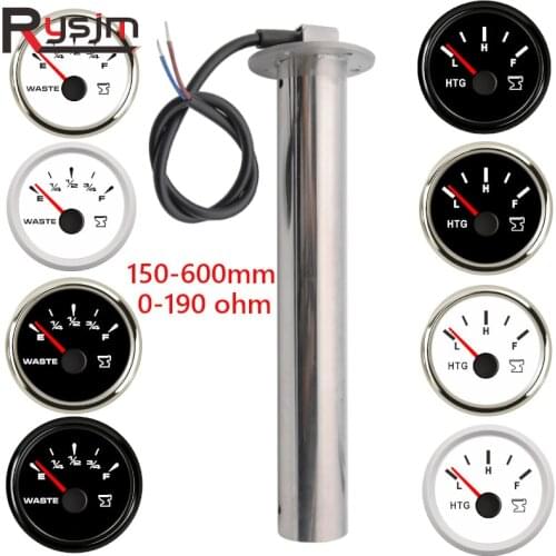 High Quality Stainless steel Sewage Level Gauge Sensor 150~600mm fit 0-190ohm Holding Tank Level Gauge meter 7 Colors Backlight