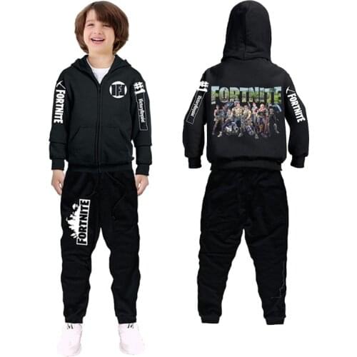 Fortnite Kid Hoodie Zip Clothing Fleece Sweatershirt Set Battle Royale Coat Jacket Pants Boys Girls Fortress Night Clothes Suit