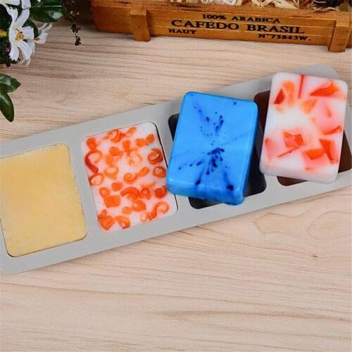 Soap Mold Making Silicone Molds Mould DIY 4 Grid Handmade Square Moulds Tool moldes de silicona para jabones artesanales moule 2
