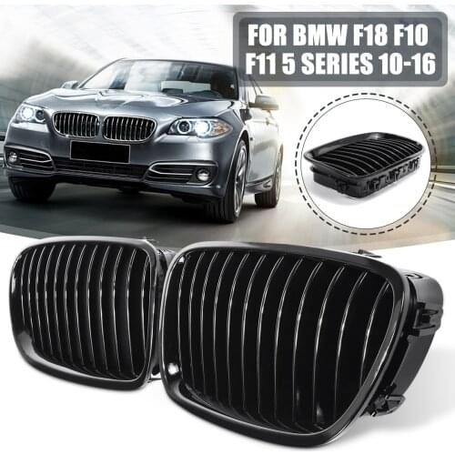 Pair Gloss Matte Black Carbon Fiber Front Grill Grille Kidney For BMW F18 F10 F11 5 Series 2010 2011 2012 2013 2014 2015 2016