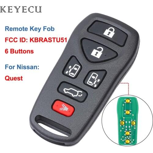 Keyecu 6 Buttons Keyless Entry Remote Car Key Fob for Nissan Quest 2004 2005 2006 2007 2008 2009, FCC ID: KBRASTU51