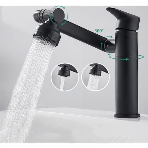 Brass Bathroom Basin Faucet 360 Degree Swivel Single Handle Sink Water Crane Tap Mixer Hot Cold Deck Mounted Kitchen Accessories