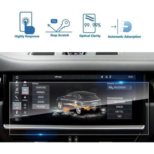 LFOTPP For Cayenne 12.3inch 2019 Car Navigation Display Tempered Glass Screen Protector Auto Interior Protective Sticker