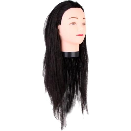 Salon Hair Cutting Cosmetology Practice Head Mannequin 20'' with Holder, Multi-functional Hairdressing Training Head + Clamp Set