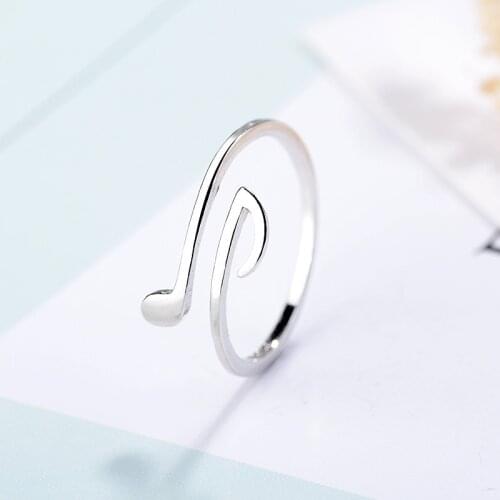 Music Note Heart of Treble and Bass Fashion For Women Silver Color Ring Female Bohemian Wedding Gifts Unique Silver Jewelry