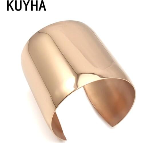 Fashion Geometric Wide Metal Bracelet For Women Men Round Punk Cuff Bangle Famous Classic Jewelry Accessories