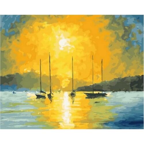 Frameless diy paintings by numbers landscape wall decor picture by numbers on canvas for home decor 4050cm baja