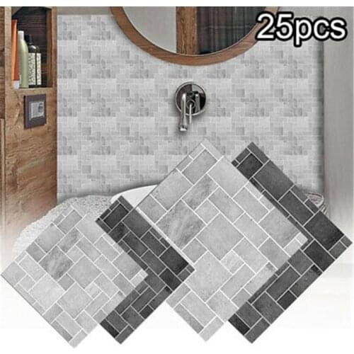 25pcs Kitchen Tile Stickers Bathroom Mosaic Sticker Self-adhesive Wall Decor Wall paper for kitchen and bathroom tiles