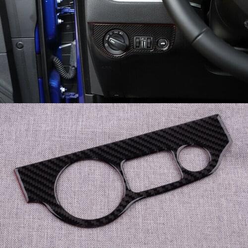 Car Headlight Switch Panel Cover Trim Sticker Black Carbon Fiber Fit For Dodge Charger Challenger 2019 2018 2017 2016 2015 LHD