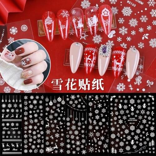1pcs Christmas new Year Nails Art Manicure Back Glue 3D snowflake Decal Decorations Nail Sticker For Cartoons Nails Tips