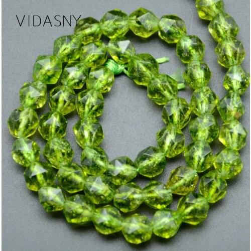 Natural Gem Faceted Green Agates Loose Beads For Jewelry Making 6/8/10mm Spacer Stone Beads Diy Bracelet Necklace 15'' Wholesale