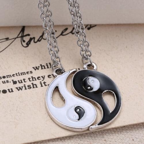 BFF Charm Pendant Necklaces Eight Diagrams Yin Yang Black and White Best Friends friendship Couples Lover Valentine Gift