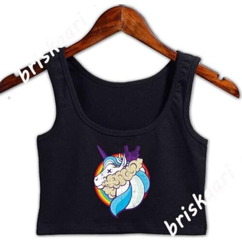 Cloud Chaser Vaping Unicorn Unisex Crop Top Graphic Summer Tops S-2xl For Girl Sleeveless Designing Leisure Female Vest