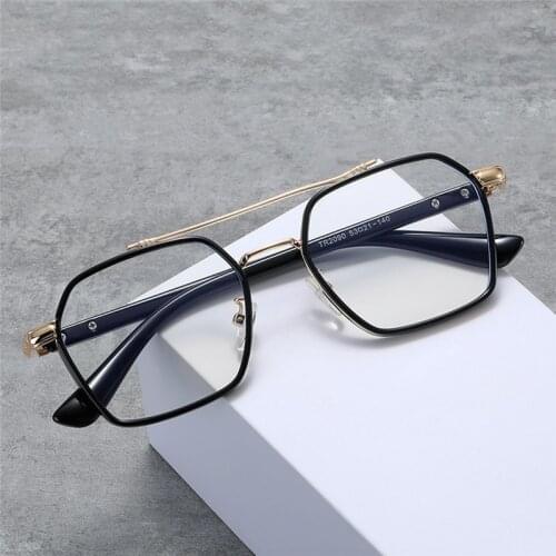 Seemfly Fashion Men Women Metal Frame Glasses Classic Unisex Anti Blue Light Computer Goggle Spectacle Eyeglasses Plain Mirror