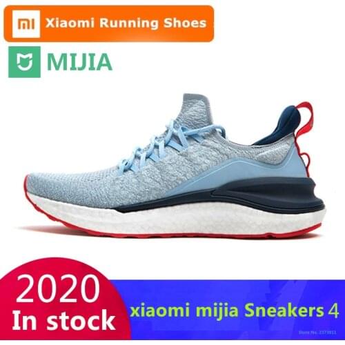 Original Xiaomi Mijia Sneakers 4 Mens Outdoor Sports Uni-moulding 4D Fishbone Lock System Knitting Upper Men Running Shoes