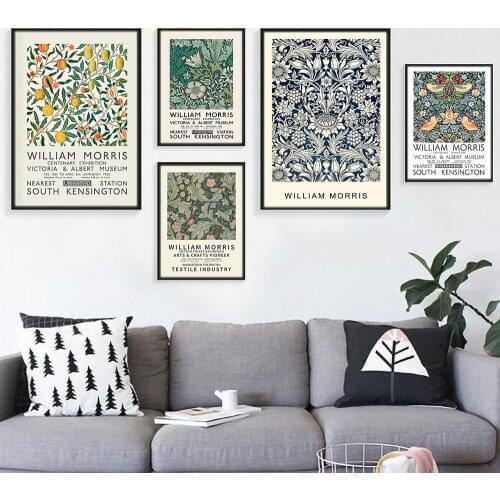 William Morris Posters and Prints Exhibition Poster Wall Art Flower and Birds Picture Canvas Painting for Room Home Decor
