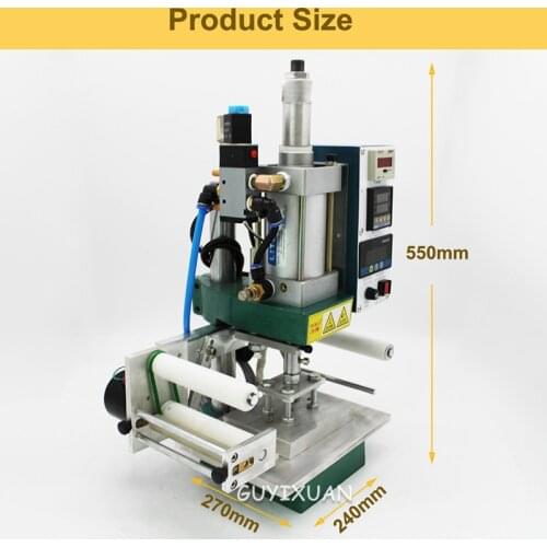 Pneumatic hot stamping machine sliding table leather bronzing press machine LOGO business card wood branding machine