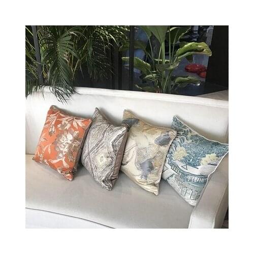 Simple And Modern Beige Satin Jacquard Neo-classical Pillowcase Home Art Decoration Sofa Throw Cushion Cover Free Shipping