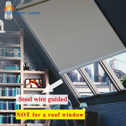 EWAY CASA Outdoors windproof Roller Blinds Sunscreen window blinds With Wire Steel Guided Blinds For Tilted Windows RB_GS_SJ_06