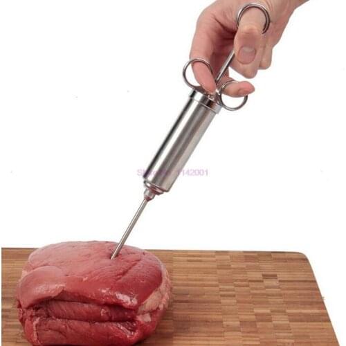 10Pcs Food Flavor Seasoning BBQ Meat Syringe Marinade Injector Kit Injection with 2 Needles for Pork Chicken Turkey