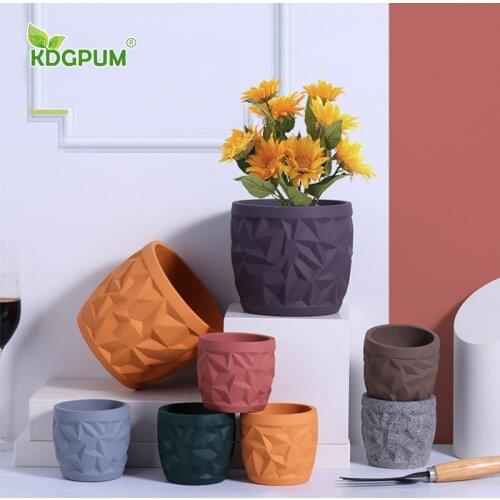 Modern Handmade Ceramic Flowerpot Simple And Fashionable Succulent Flowerpot Nordic Morandi INS Green Plant Flowerpot