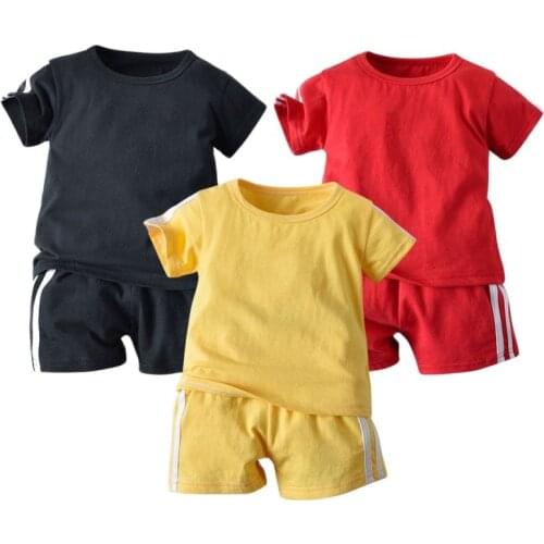 2021 Summer Children Clothing Boys Girls Clothes Striped Sport Suit Baby T-Shirts And Pants 2Pcs Set Toddler Kids Tracksuits
