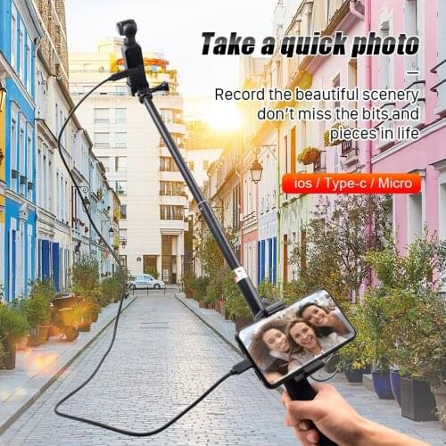 Telescopic Extension Rod Pole Selfie Stick for DJI OSMO Pocket 2 Handheld Gimbal Camera Accessories for Type-c IOS Android Phone