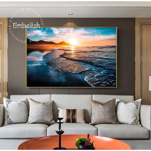 Embelish 1 Pieces Amazing Beach Sunset Sea Landscape HD print Canvas Painting Modern Home Decor Wall Pictures For Living Room