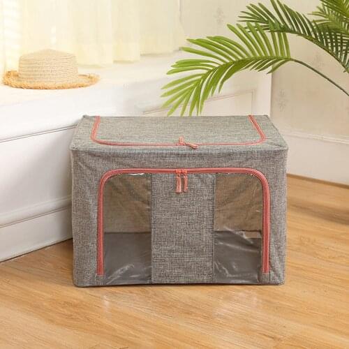 Large Capacity Closet Organizer Box for Clothing Comforters Blankets Bedding, Full Access Zipper and Viewing Window