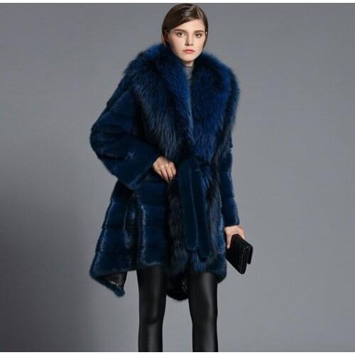 2021 Brand luxury women natural mink fur jacket long style With sashes elegant lady high quality winter fur coat TU144-049