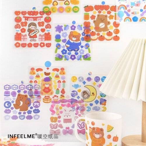 4 Pcs Animals Paradise Cute Bear Stickers For Diy Albums Diary Decoration Cartoon Scrapbooking Kawaii School Office Stationery