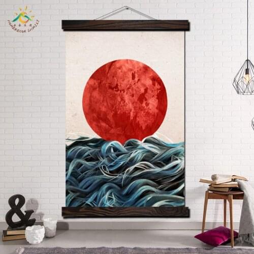 Abstract Sea Sun Vintage Posters and Prints Scroll Painting Canvas Art Wall Pictures Frame Painting Home Decoration