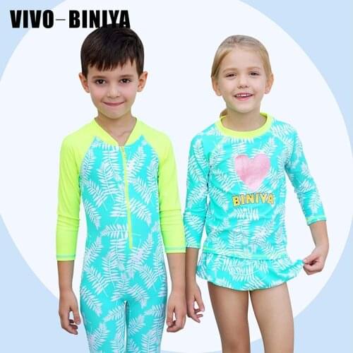 Kids Swimsuit UPF 50+ UV One Piece Swimwear Long Sleeve Two Pieces Beachwear Bathing Suit Swim Cap Bikinis Girls Boys 3-12 Years