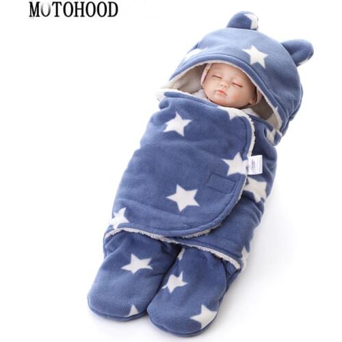 MOTOHOOD Baby Blanket Infant Thicken Flannel Swaddle Stroller Cartoon Winter Blanket Newborn Baby Bedding Blankets Sleeping Bag